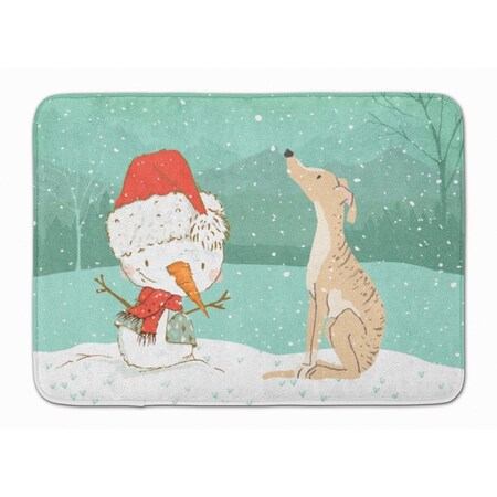 Carolines Treasures Brindle Greyhound Snowman Christmas Machine Washable Memory Foam Mat CK2043RUG